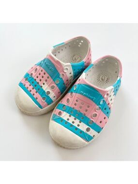 Natives Kids Pink and Blue Slip-On Shoes